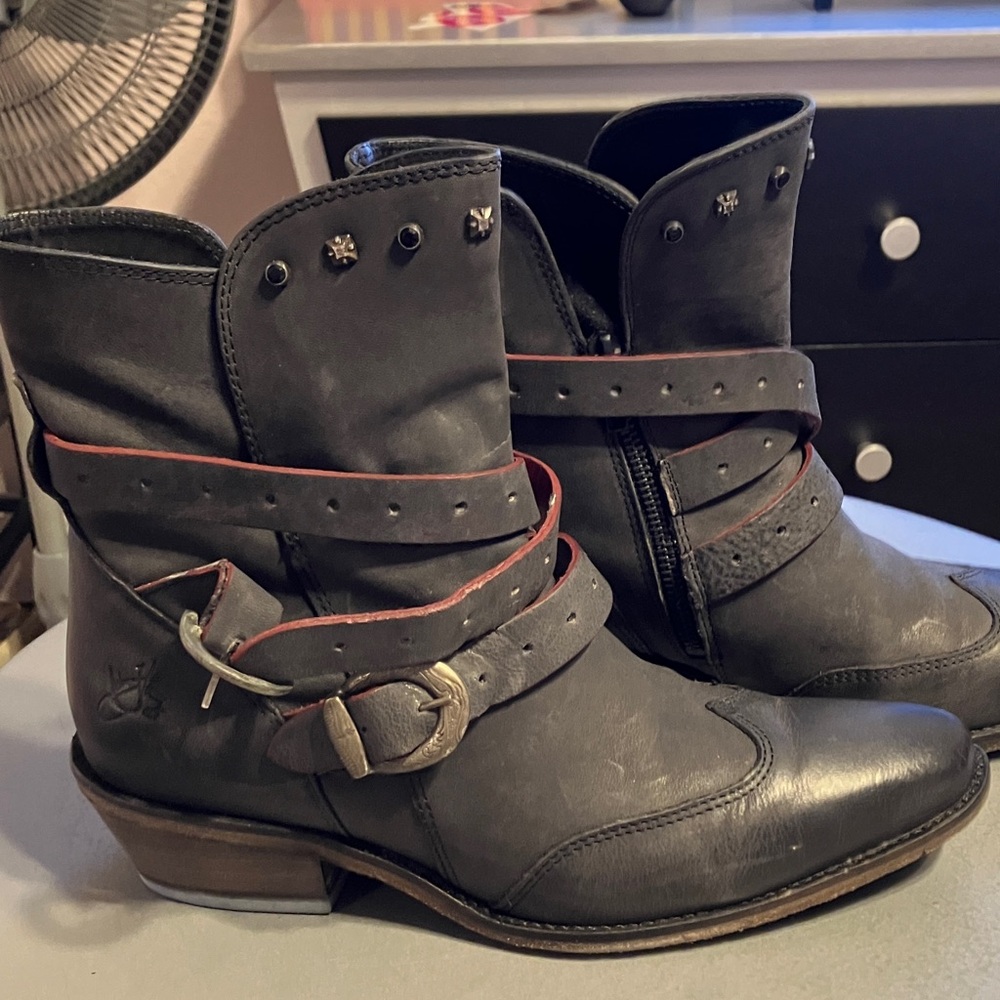 John Fluevog Ruth Double Buckle Ankle Boot - Picture 2 of 8